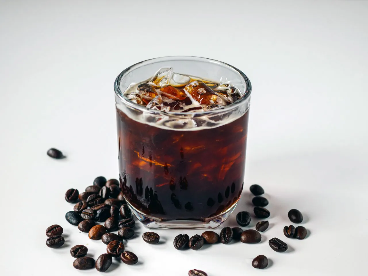 Refreshing iced black coffee with ice cubes at Fuzhou Milk Tea, a Barbecue & Milk Tea Shop in Brooklyn